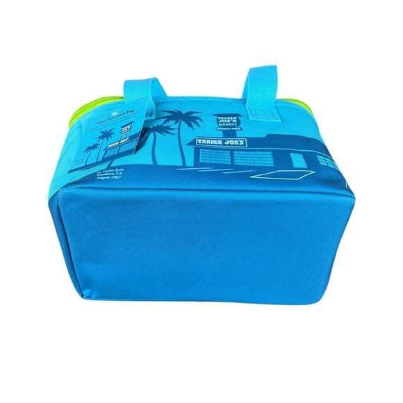 Trader Joe’s Mini Insulated Bag Blue Neon Green Brand New Release 10x6 NWT - Picture 6 of 9